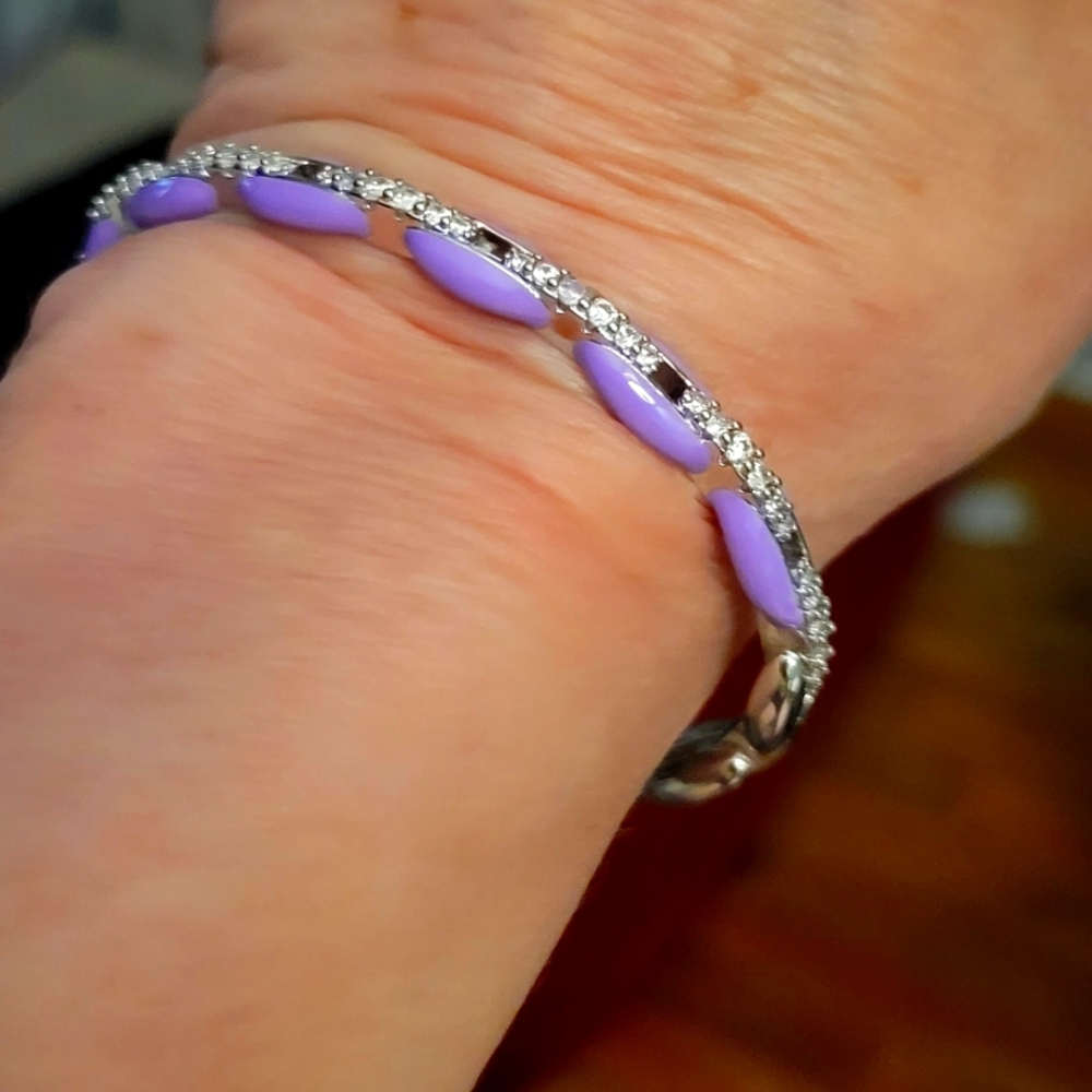 Melania Clara NWT Silver Lilac August Bracelet 7-9" - Picture 2 of 8
